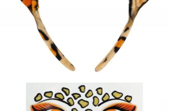 1 Hair Band And 1 Face Sticker, Leopard Ear Shape Headdress, Masquerade Party Props, Suitable For Theme Party Dress Up.