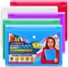 10 A4 / Foolscap Bright Transparent Popper Wallet/Paper Wallets – Assorted Colours