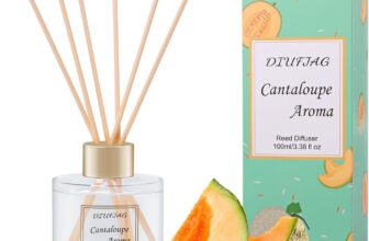100ml Scent Diffuser with 6 Fiber Sticks,Cantaloupe Reed Diffuser Set Aromatherapy Fragrance Diffusers Air Fresheners for Home Bedroom Bathroom