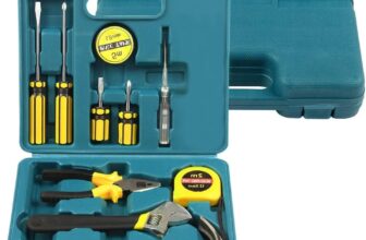 11Pcs Tool Set Hand Tool Kit Basic Tool Box DIY Set Durable Plastic Toolbox Professional Hand Carry Tool Set Box Home Fix Repair Tool Kit
