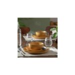 12 Piece Stoneware Dinner Set – Mustard