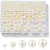 1200 Pieces Beads for Jewellery Making, 5 Sizes Round Beads for Bracelets Kit Small Filler Beads with Hole for DIY