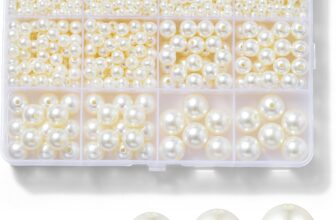 1200 Pieces Beads for Jewellery Making, 5 Sizes Round Beads for Bracelets Kit Small Filler Beads with Hole for DIY