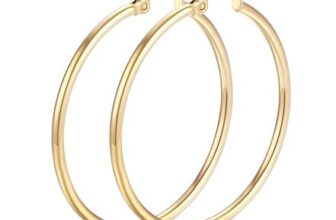 14K Gold Hoop Earrings for Women, 30mm