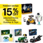 15% off Toys Including LEGO already Reduced (e.g Disney 43279 WALL-E and EVE £34.83 / Batman 76333 Batman & Robin Batmobile £21.23) Free C&C