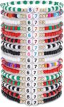 16 Pcs Friendship Bracelet, Colorful Friendship Bracelets Set for Summer Surfer Beach Party Accessories, Beaded Bracelets with 67 Letter, String Stretch BFF Friendship Gifts Party Bag Fillers
