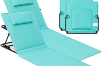 2 Folding Deck Beach Sunloungers, Outdoor Chairs Mats, Reclining Back, 158×55 cm, Lake Blue – sold FB Songmics Home UK