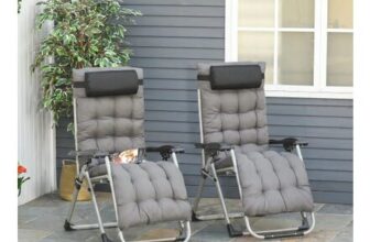 2 PCS Reclining Zero Gravity Chair Folding Lounger Cushion