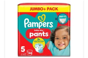 2 Packs of Pampers Baby-Dry Nappy Pants Size 5, (64)