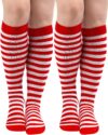 2 Pairs Red Socks Striped Socks for Women Striped Knee High Long Opaque Hosiery Sport Casual Tube Hosiery