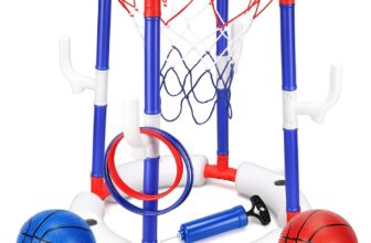 2 in 1 Floating Pool Basketball Hoop – Swimming Pool Toys, Shooting & Toss Game for Outdoor Indoor Water Camping Garden Play, Inflatable Toys for Kids Teenagers Adults for Summer Holiday Party, Blue