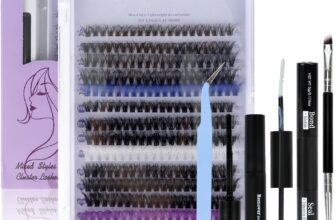 260 Pcs D-curve Cluster Lashes Kit 8-16mm segmented Eyelashes DIY Lash Extension Kit with Lash Glue,Tweezers (TZ046Blackbluewhitepurple)
