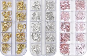 3 Pack Nail Art Charms Set Gold Silver Rose Gold Metal Nail Studs with Hollow Shapes 12 Grids DIY Nail Decorations for Manicure