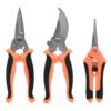 3-Pack Stainless Steel Pruning Shears, Orange