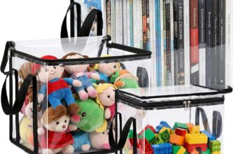 3 Pack Storage Boxes Clear PVC Toy Storage Bags Waterproof Reusable PVC Zipper Pouch Organizer Bag Foldable Plastic Boxes with Lids and Handle for Book Building Blocks Puzzles Storage 3 Size