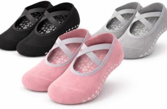 3 Pairs (Pink, Black, Grey) Womens Non-Slip Yoga Grip Socks with Straps, Anti-Slip Silicone Soles for Pilates, Barre & Home Workouts, Secure Barefoot Feel, Studio Training Socks, UK 45.5 – High Grip