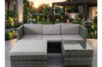 3-Seater PE Garden Rattan Corner Sofa Set with Coffee Table