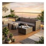 3-Seater Rattan Corner Sofa Set with Coffee Table, PE Garden Furniture