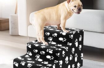 3 Step Dog Steps for Bed Pet Steps with Detachable Cover Non Slip Bottom Pet Stairs for Indoor Sofa Couch Bed (Black, M, 3)