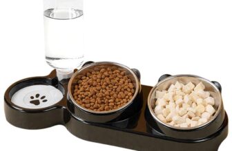 3-in-1 Cat Food and Water Bowl Set, Tilted Stainless Steel Bowls with Stand. Sold by Speedy Panther EU FBA