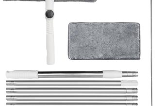 3.8M Window Cleaner with Long Handle Window Cleaning Equipment 2 in 1 Window Squeegee Cleaner Tool Kit Telescopic Glass Cleaning Window Washing Squeegee for Home, Shower Glass, Car