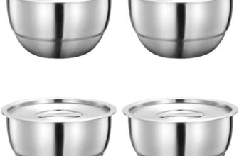 304 Stainless Steel Rice Bowl Set with Lids – 4pcs Thickened Anti-Scald Soup Bowls Kitchen Tableware