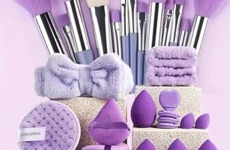 33pcs 33 pieces of professional makeup set includes 13 makeup brushes, soft and fluffy professional foundation make-up brush, face repair brush, powder brush, eye shadow brush, eyebrow b, Purple