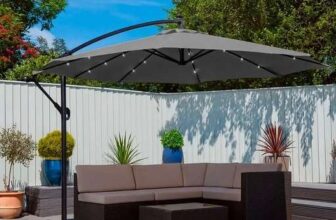 3M Outdoor Freestanding Parasol with LED Lights, Cover & Metal Base – Sold & Delivered by Neo Direct