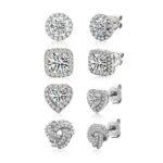 4 Pairs Women Earrings Set Stud Hoop Drop 18K