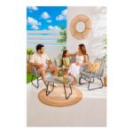 4 Piece Wicker Bamboo Style Garden Sofa, Table & Chairs Set