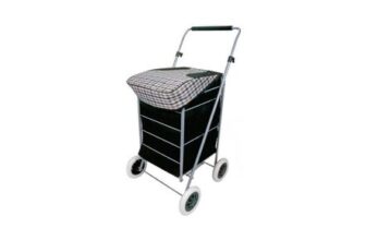 4 Wheel Folding Black and Check Print Shopping Trolley