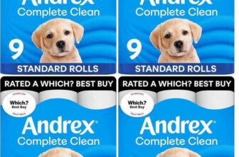 4 x Andrex Complete Clean Toilet Roll 2 Ply – 9 Toilet Rolls (£12.35 / £10.45 with S&S)