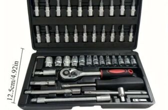 46Pcs Metric Socket 1/4 HSS Drive Ratchet Bit Set Wrench Torx Hex Tool Kit Case