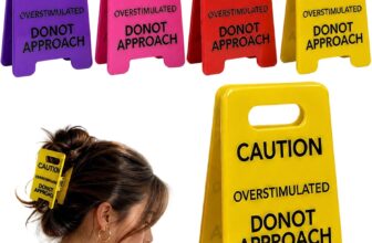 4Pcs Caution Overstimulated Hair Clips, Funny Warning Sign Large Claw Clips 4.33 /11cm Strong Hold Hair Accessories for Women Girls, Daily Party School Travel Hairstyling Tools for Thick Hair