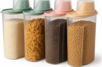4pcs Cereal Storage Containers Set – Airtight Food Dispensers with Pour Spout & Measuring Cup, Kitchen Pantry Organizers for Cereal, Grains, Pasta, Pet Food (4 PCS 2.2L)