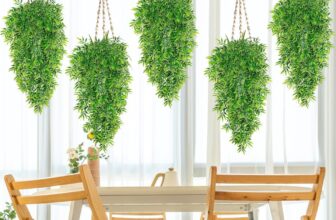 5 Pack Artificial Hanging Plant, Faux Bamboo Hanging Plants Artificial Foliage Fake Leaves Trailing Plant Weeping Drooping Plants Greenery Faux Fake Ivy Decoror for Indoor Outdoor Decor