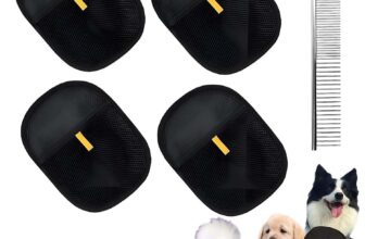 5 Piece Pet Hair Removal Set,include Pet Hair Removal Gloves and comb, Static Pet Hair Removal Gloves for Beauty and Bathing(Black), 16x11x0.7 cm