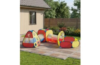5-in-1 Pop-up Kids Play Tent Set with Tunnel & Basketball Hoop