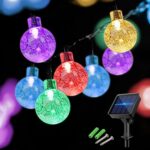 50LED 7M/23FT Solar Fairy Lights Outdoor – 8 Modes Solar String Lights Waterproof, Solar Powered Crystal Balls Garden Lights for Patio Yard Party Wedding Camping Decorations(Multi-Coloured)