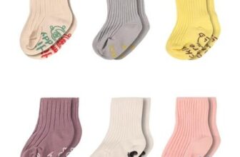 6 Pairs Non-Slip Baby Grip Socks, Newborn 0-12 Months