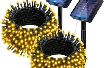 60LED Solar String Lights Outdoor Garden , 2 Pack Total 12M/40FT 120 LED Fairy Lights Solar Powered Waterproof, Solar String Lights for Party, Yard, Terrace, Christmas DecorationsWarm White
