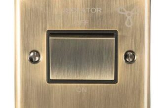 6A Extractor Fan Isolator Switch ANTIQUE BRASS & Black Trim 3 Pole Shower