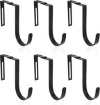 6pcs Adjustable Cubicle Hooks, Heavy Duty Over The Door Hanger Hooks for Clothes Organizer Towel Rack Coat Hat Wreath for Home Bedroom Bathroom No Drilling Required Hanging Tool (Black)
