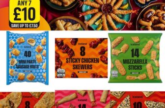 7 for £10 on Frozen Party Food( Duck Rolls / Filo Prawns / Satay Chicken / Sausage Rolls / Mozzarella Sticks / Sausages / Pizza / Eclairs )