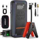 7000A Jump Starter Power Pack with Air Compressor, 150PSI Portable Car Battery Booster Jump Starter Tyre Inflator(All Gas/12L Diesel/Hybrid), Car Starter Power Bank with 800 LUM LED Light, Jump Leads