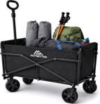 70L Folding Trolley on Wheels, Festival Trolley Cart with Adjustable Handle, Collapsible Foldable Wagon for Camping, Garden, Beach, Shopping, Outdoor