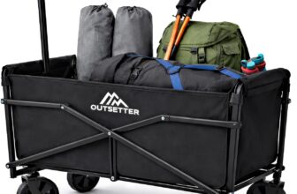 70L Folding Trolley on Wheels, Festival Trolley Cart with Adjustable Handle, Collapsible Foldable Wagon for Camping, Garden, Beach, Shopping, Outdoor