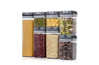 7Pcs Airtight Food Dry Grain Cereal Storage Containers 6.9L with Clasp Lids