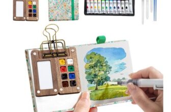 9-Pcs Portable Watercolor Palette, 8-Grid Travel Set, Foldable Lid, Green