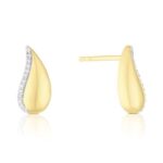 9ct Yellow Gold Diamond Teardrop Shaped Stud Earring